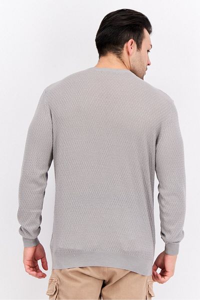 GAS Men Crew Neck Knitted Sweater, Grey