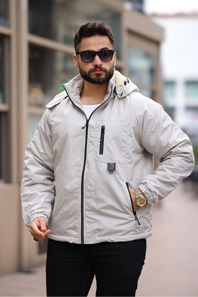 FLUEND MODA Men's Hood Detachable Cold and Windproof Coat