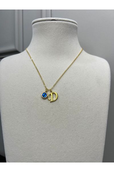 Store D Letter Necklace - Evil Eye Beaded Letter and Chain Design