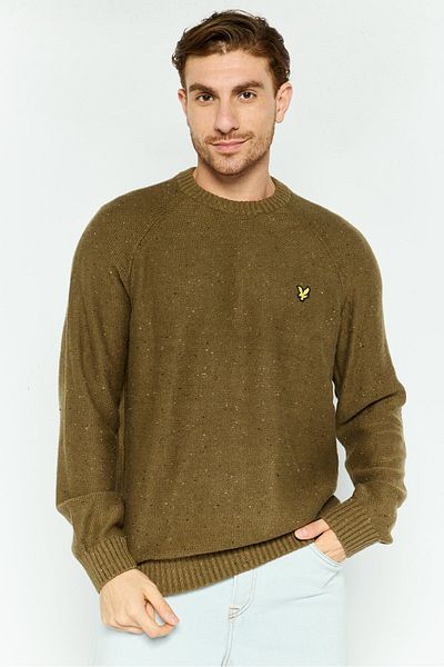 Lyle & Scott Women Crew Neck Embroidered Long Sleeves Sweater, Khaki
