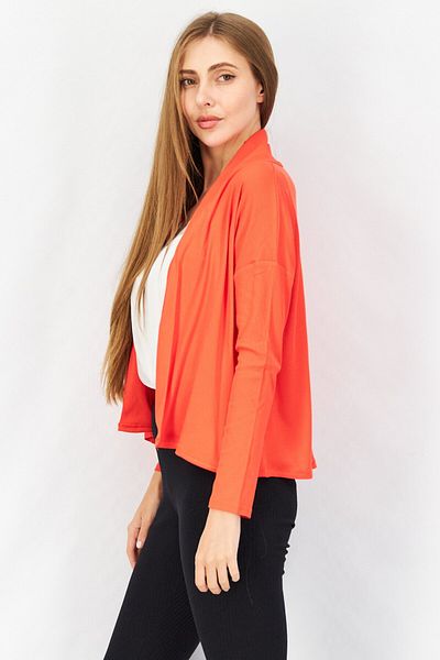 BB Dakota Women Split Neck Plain Cardigans, Hibiscus