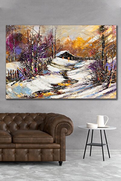 Hediyeler Kapında 100x140 Kar Ve Patika Kanvas Tablo