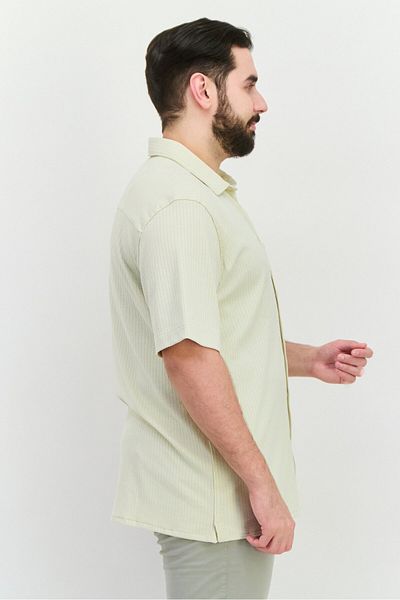 French Connection Men Regular Fit Short Sleeve Textured Casual Shirts, Cream