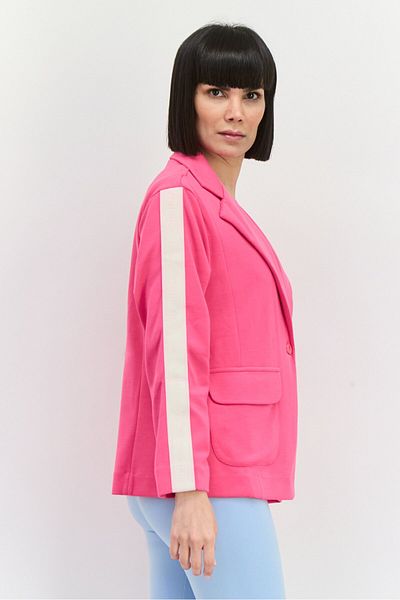 Tribe of 6 Women Regular Fit Brand Logo Blazers, Fuchsia Purple