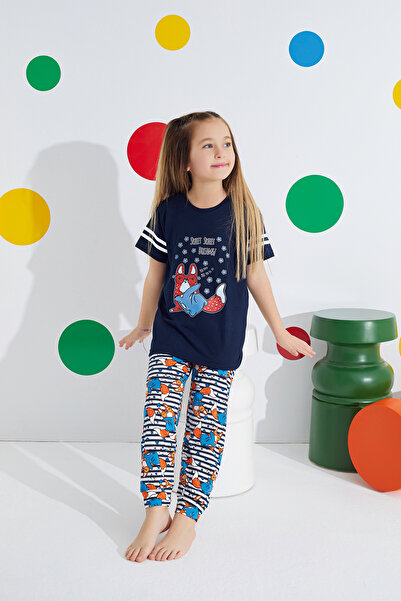 Farya Home Set de pijamale cu mânecă scurtă din viscoză cu model combinat pentru mama și fiica (MAMA FIICA SE VÂNZĂ SEPARAT)