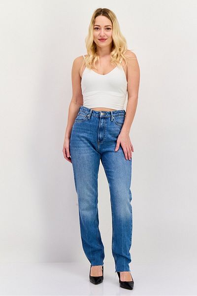 Tommy Hilfiger Women Slim Fit Washed Stretchable Straight Leg Jeans, Blue