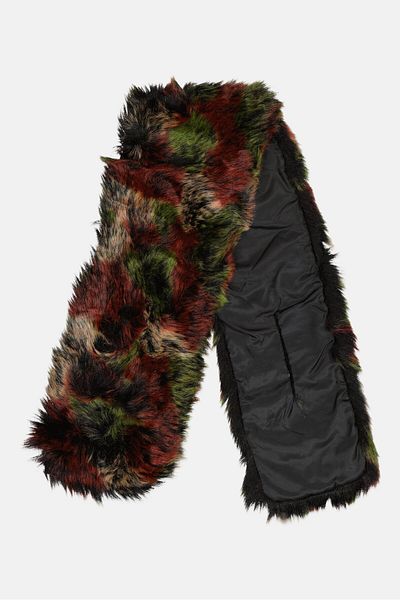 Adrienne Vittadini Women Abstract Print Faux Fur Scarves 125 X 25 Cm, Red