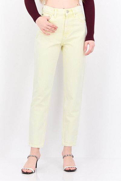 MANGO Woman Women Mom Fit Wash Non-stretchable Denim, Yellow