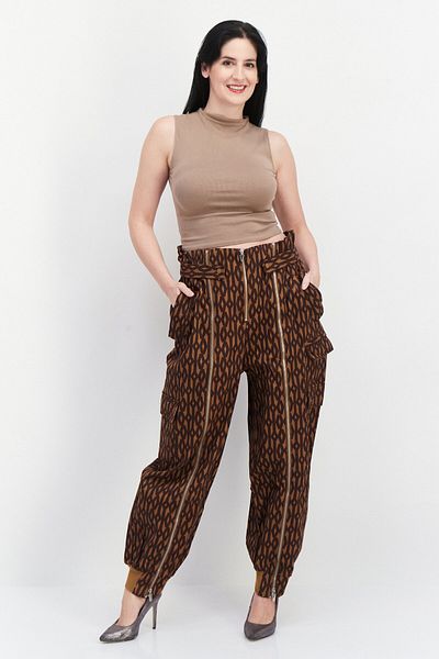 adidas Women Sportswear Fit Abstract Print Outdoor Pant, Brown