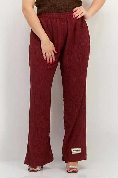 The Giving Movement Women Regular Fit Textured Flare Pants, Maroon