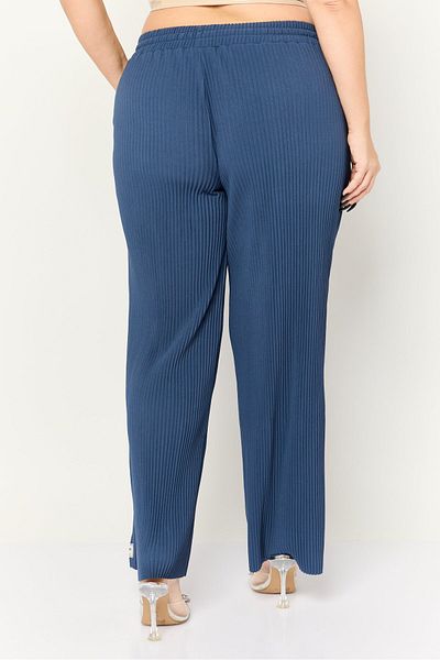 The Giving Movement Women Ribbed Wide Leg Pants, Navy