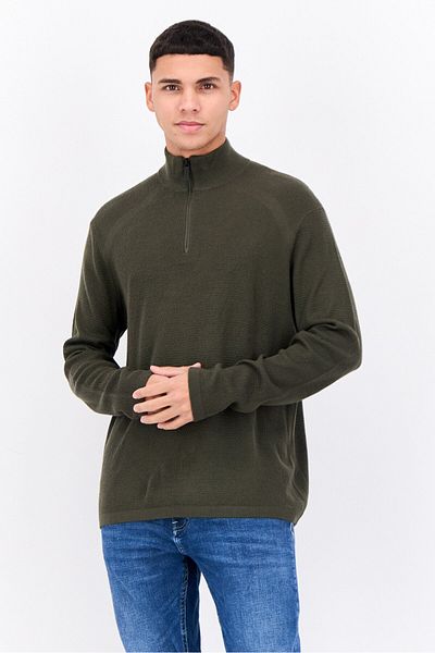 Perry Ellis Men High Neck Long Sleeves Knitted Sweater, Olive