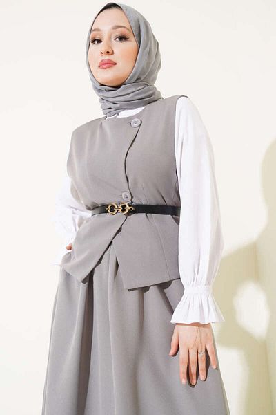 VOLT CLOTHİNG Damen-Doppelanzug mit gekreuzten Knöpfen und Gürtelrock