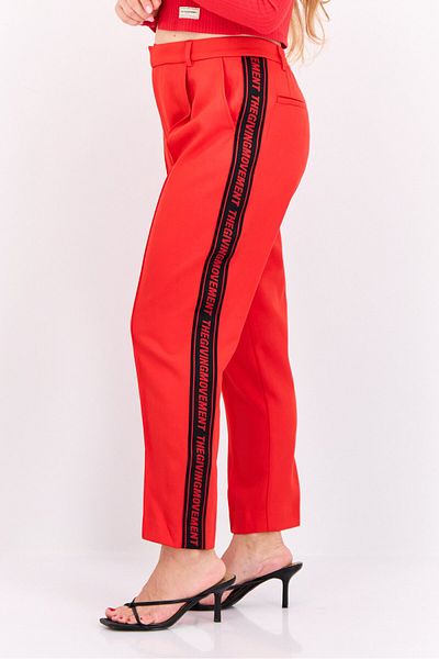 The Giving Movement Women Brand Logo Tapered Pants, Red/black
