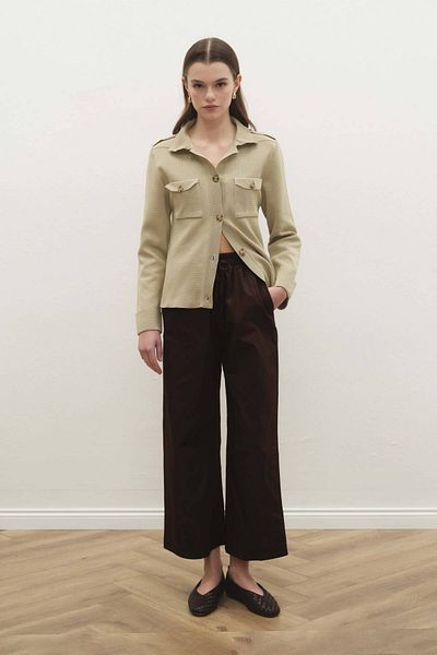 Hooopstore Παντελόνι Gabardine Loose Brown