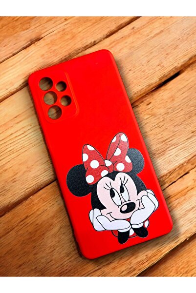 Merwish Hux Tpu Silicone Close Minnie Patterned Red Case for Samsung Galaxy A73 Camera Lens Protection
