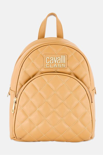 Cavalli Class Women Quilted Backpack 30 H x 22 L x 14 W cm, Dark Tan