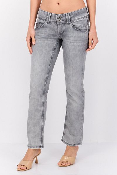 Pepe Jeans Women Straight Fit Washed Stretchable Jeans, Grey