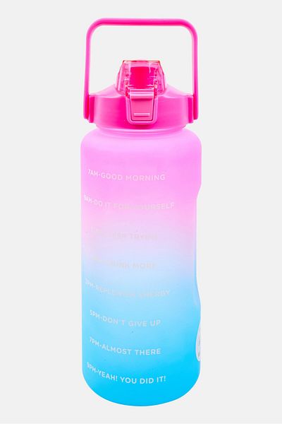 Vessel Motivational Ombre Jumbo Water Bottle With Straw 2 Ltr, Pink