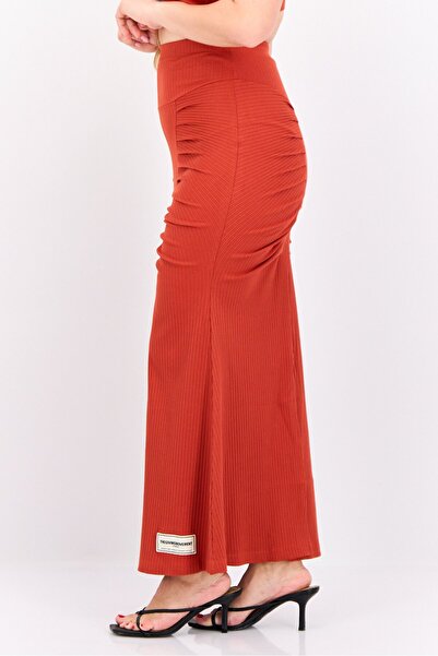 The Giving Movement Women Ribbed Mermaid Skirt, Rust