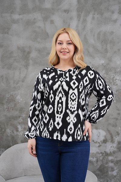 WestBound Women's Large Size Long Sleeve Summer Ethnic Pattern Blouse |   Tunic |   Shirt