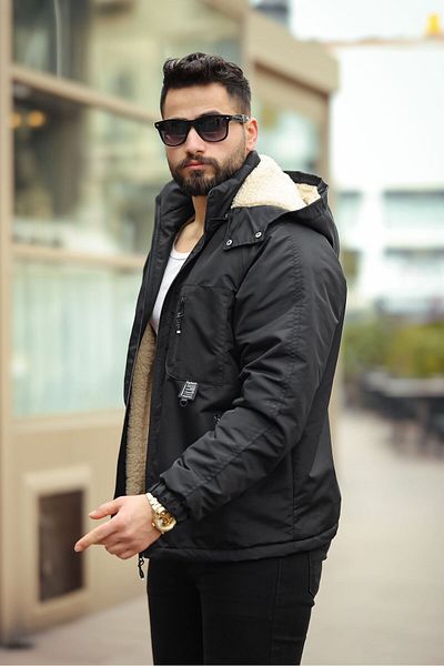 FLUEND MODA Men's Hood Detachable Cold and Windproof Coat
