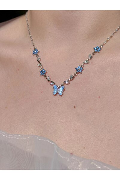 Reorah Collection Blue Butterfly Garden Necklace