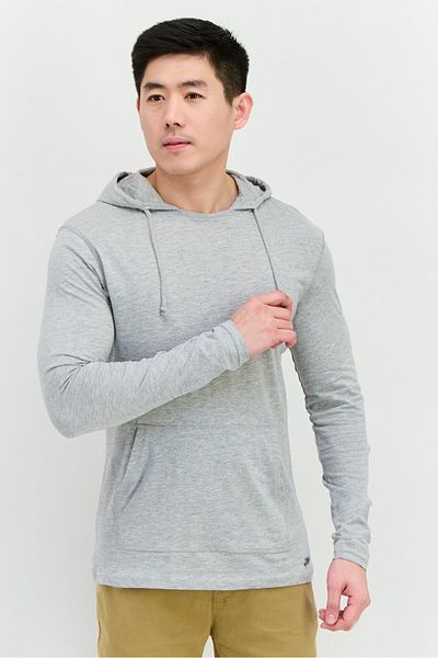 Brave Soul Men Hooded Heather Long Sleeves Hoodie, Grey