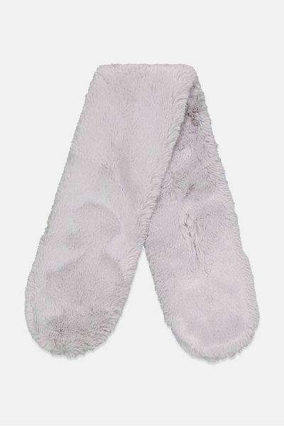 INC Women Faux Fur Pull Thru Scarf, Grey