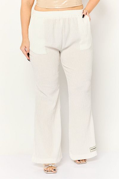 The Giving Movement Women Regular Fit Textured Wide Leg Pants, White