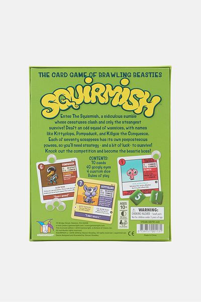 Gamewright The Card Game Of Brawling Beasties Squirmish, Green Combo