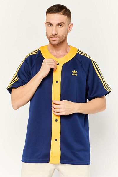 adidas Men Sportswear Fit Embroidered Logo Superstar Baseball Shirt, Navy