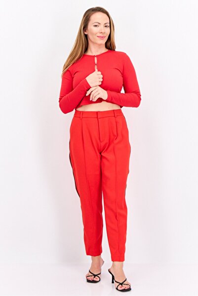 The Giving Movement Women Brand Logo Tapered Pants, Red/Black