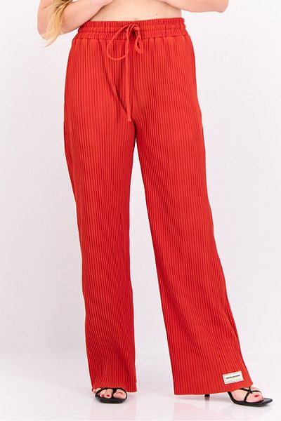 The Giving Movement Women Regular Fit Pleated Wide Leg Pants, Rust
