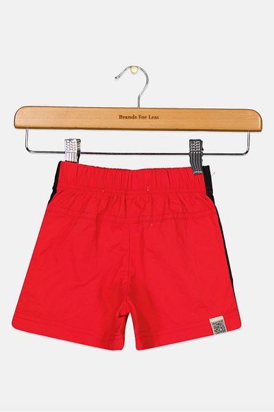 The Giving Movement Toddlers Boy Embroidered Logo Pull On Shorts, Red/black