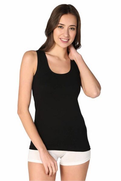 ENTAHA Tutku Women's Ribbed Thick Strap Black Undershirt 1 Piece