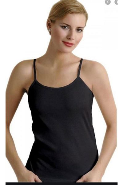 KEYAL Tutku Women's Black Rope Strap 100% Cotton Undershirt