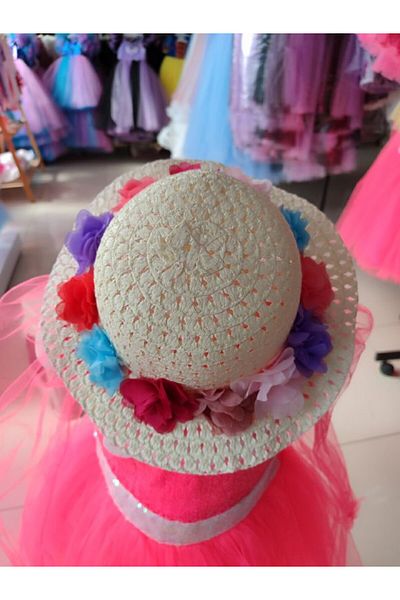 ABİYEKİDS Floral Straw Hat for Children Aged 2/7 Aby206