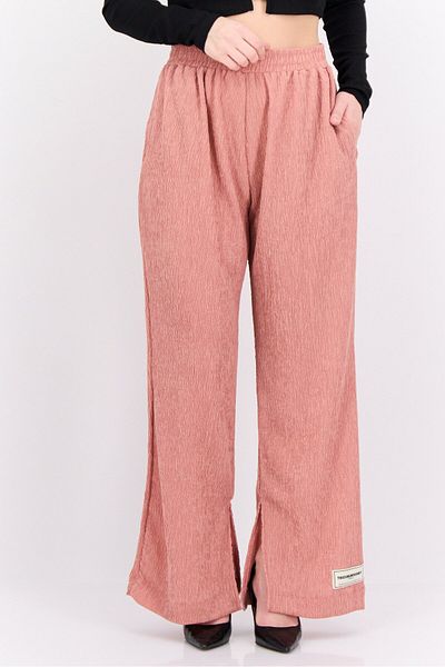 The Giving Movement Women Regular Fit Textured Flare Pants, Rose Gold