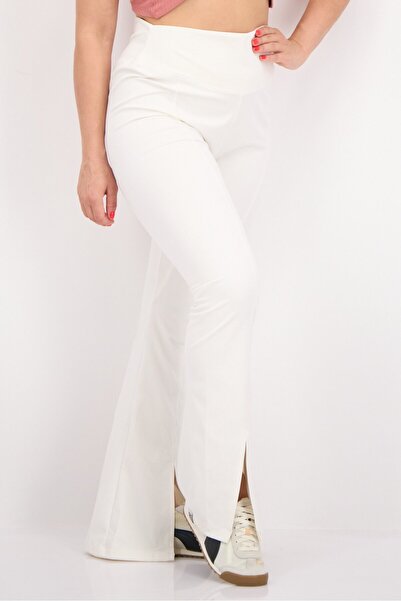 The Giving Movement Women Regular Fit Brand Logo Wide Leg Pants, White