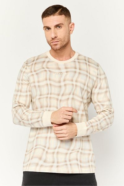 adidas Men Sportswear Fit Long Sleeves Outdoor Sweatshirt, Beige Combo