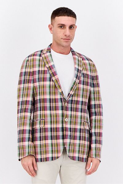 Tommy Hilfiger Men Regular Fit Plaid Casual Blazer, Pink