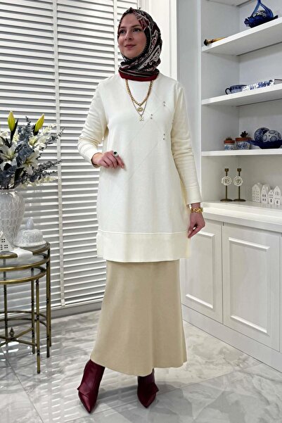 Rabia Şamlı Gonca Stone Knitwear Tunic Stone