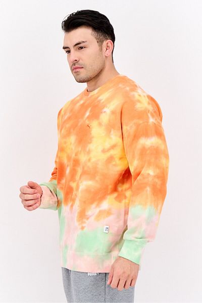 Puma x Select Men Sportswear Fit Tie Dye Outdoor Sweatshirt, Orange Combo