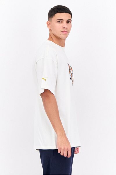Puma Men Sportswear Fit Short Sleeve Outdoor T Shirt, White Combo