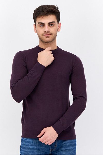Sorbino Men Crew Neck Textured Long Sleeves Sweatshirt, Purple