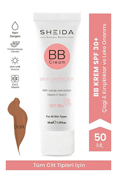Sheida Bb Cream Mükemmel Kapatıcık Kırışıklık Karşıtı Ton Eşitleyici Spf30 Mat Bb Krem - Dark