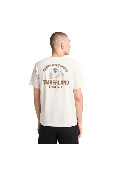 Timberland Μπλουζάκι Sky White, Λεπτομέρειες πίσω γραφικών