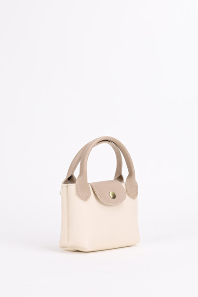 NOTHING Women's Snap Closure Chain Strap Mink Cream Mini Hand and Shoulder Bag Elsa