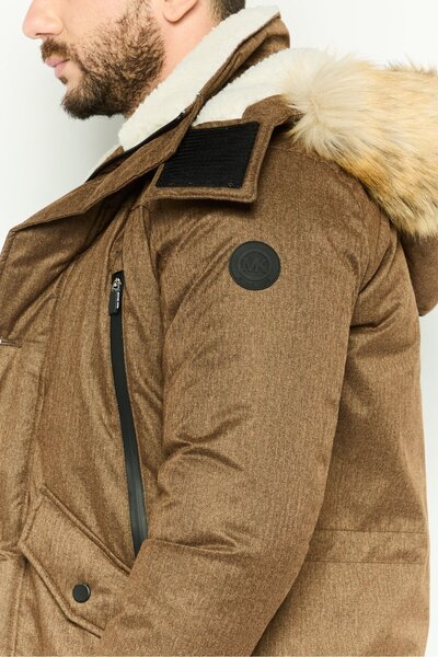 Michael Kors Men Plain Parka Jackets, Caramel Brown